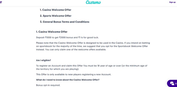 Casumo Welcome Offer