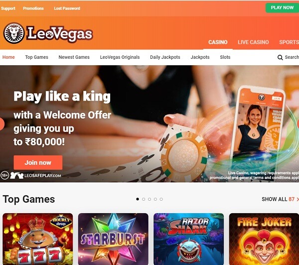 LeoVegas Betting website