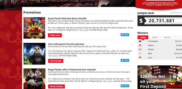Online Casino Bonuses at Royal Panda
