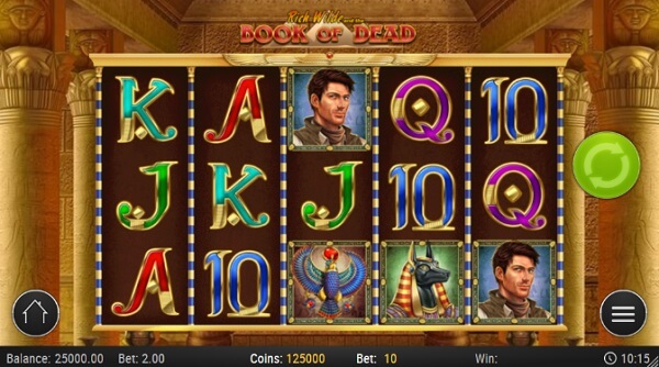 Top slot Book of Dead on the slots game app at Casumo Casino