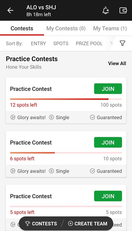 Football Practice Contests at Dream11