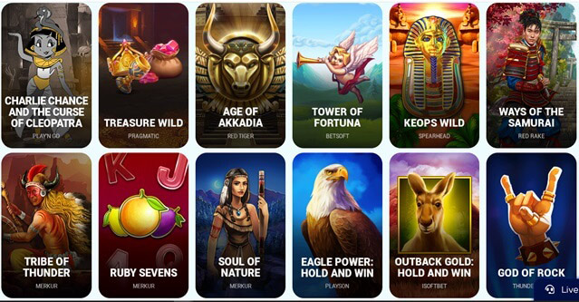 Huge selection of Slot games