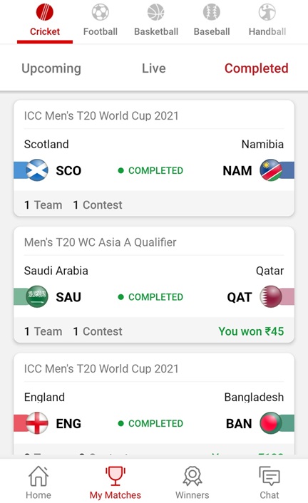 ICC Men’s T20 Cricket World Cup Matches on Dream11