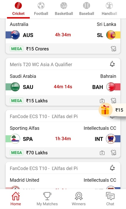 Multiple contests on Dream11